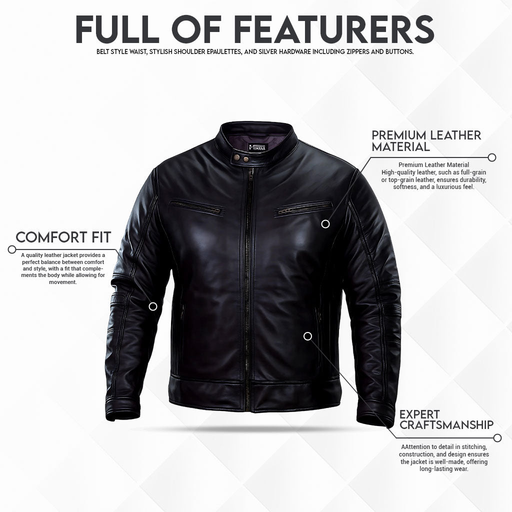 Buy Men’s Genuine Lambskin Leather Classic Biker Style Jacket – Premium Motorcycle Outerwear for Timeless Edge, All-Day Comfort, Road-Ready Durability & All-Season Versatility