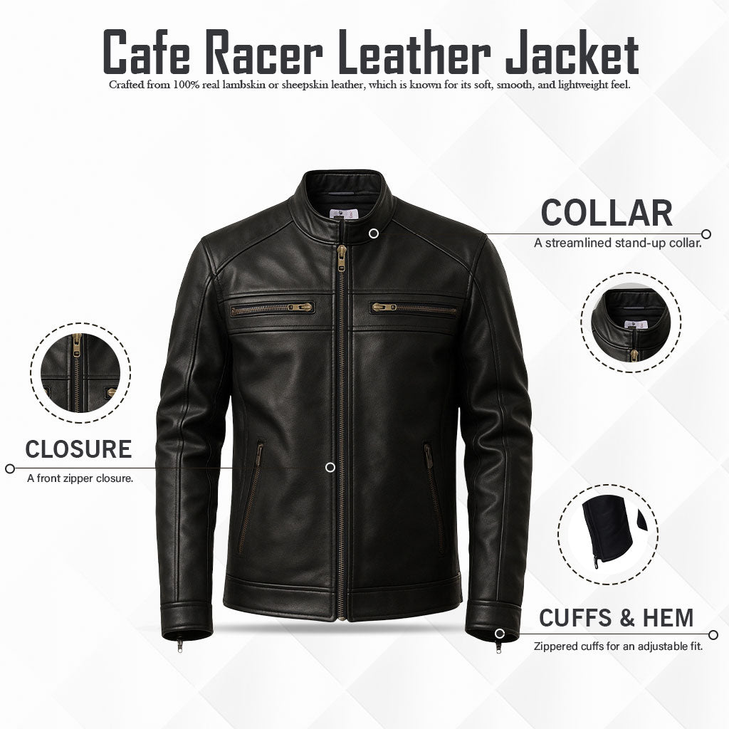 Buy Genuine Leather Men’s Biker Jacket with Shoulder Paddings & Zipper – Premium Ride-Ready Protection with Timeless Style