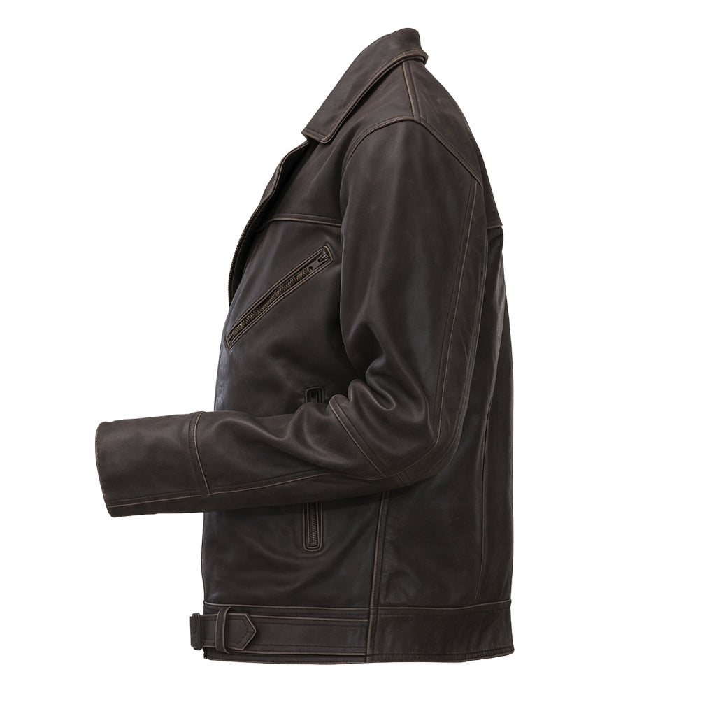 Buy High Quality Men’s Motorcycle Leather Jacket – Waterproof, Windproof Biker Coat with Regular Zipper, Plus Size Fit & Street-Style Edge