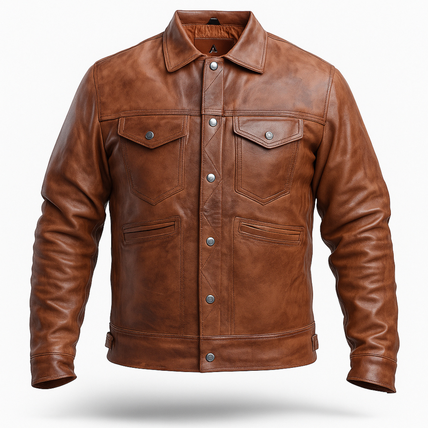 Buy Men Brown Vintage Leather Trucker Jacket – Genuine Leather Icon for Rugged Style, Everyday Comfort, Winter Warmth & All-Season Versatility