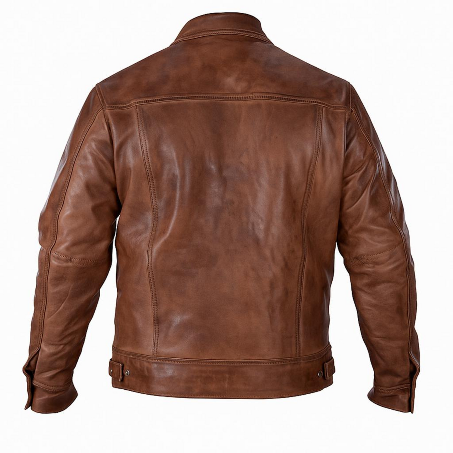 Buy Men Brown Vintage Leather Trucker Jacket – Genuine Leather Icon for Rugged Style, Everyday Comfort, Winter Warmth & All-Season Versatility