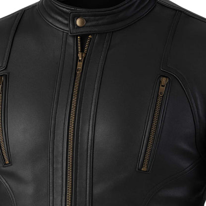 Buy Black Cafe Racer Leather Jacket – Premium Men’s Biker Outerwear with Classic Road Style & Modern Comfort