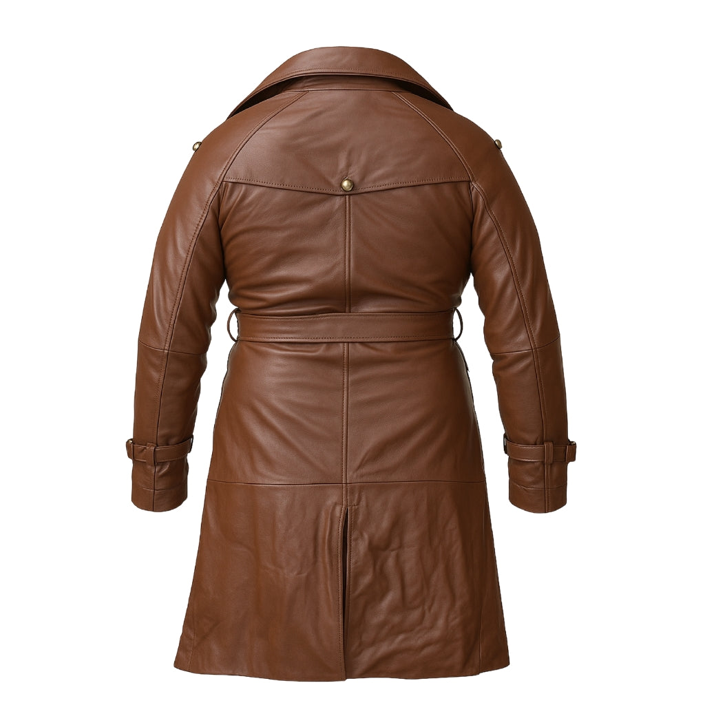 Buy Men’s Winter Trench Coat Faux Leather – Full Length Brown Overcoat, Classic Long Peacoat for Effortless Style, Winter Warmth & All-Season Versatility