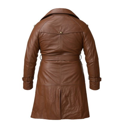 Buy Men’s Winter Trench Coat Faux Leather – Full Length Brown Overcoat, Classic Long Peacoat for Effortless Style, Winter Warmth & All-Season Versatility