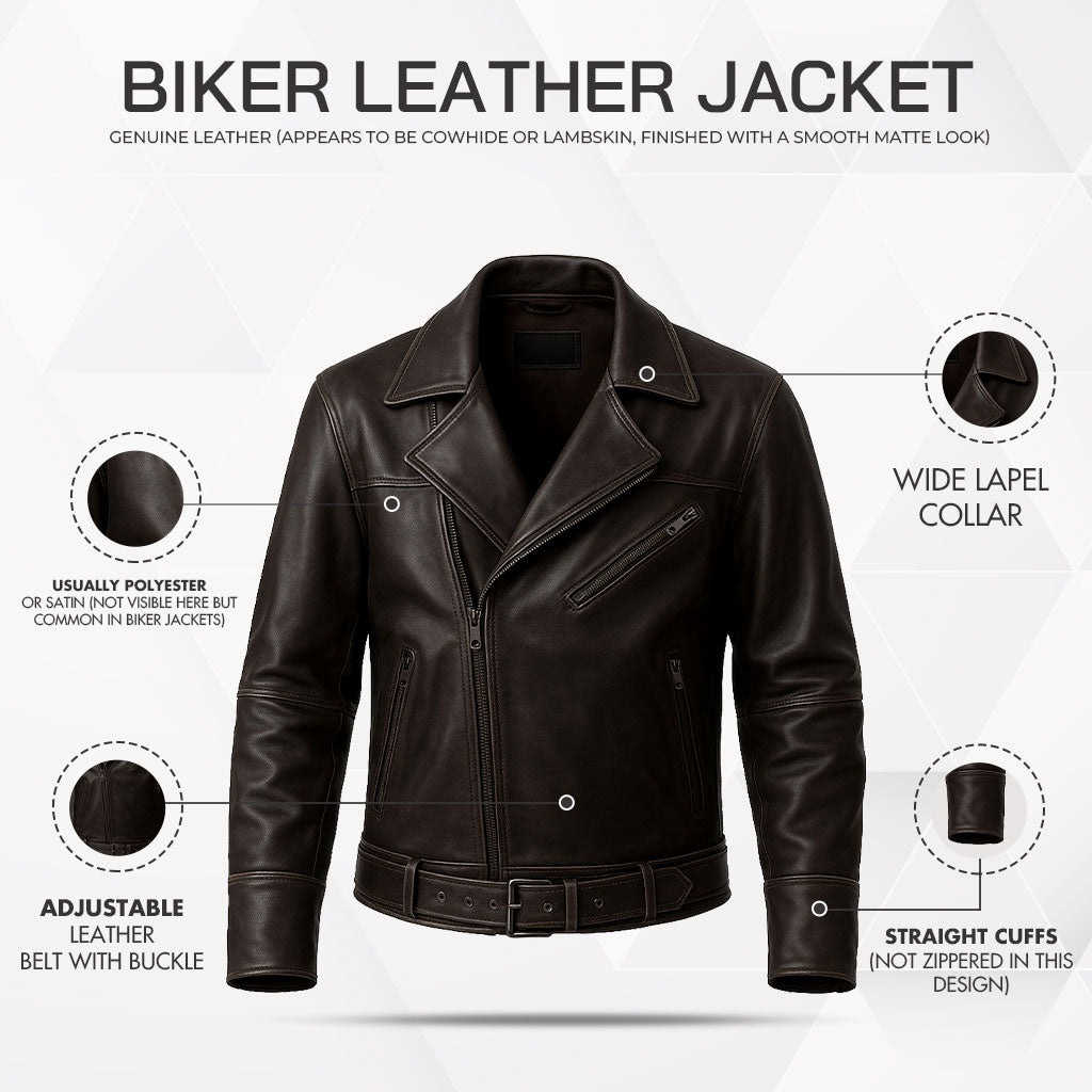 Buy High Quality Men’s Motorcycle Leather Jacket – Waterproof, Windproof Biker Coat with Regular Zipper, Plus Size Fit & Street-Style Edge