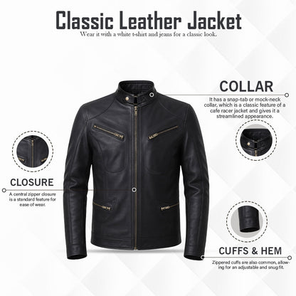 Buy Genuine Leather Men’s Moto Jacket Black – Rugged Road-Ready Performance Meets Sleek Modern Edge