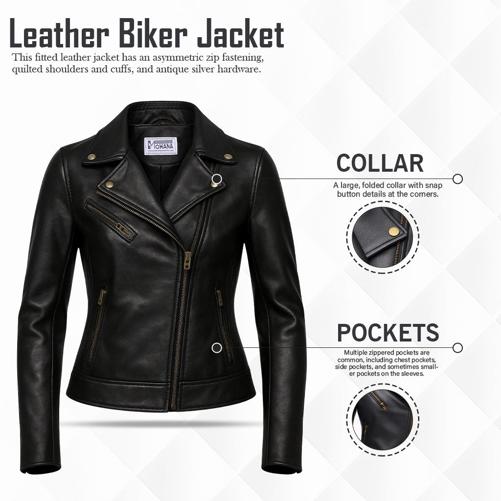 Buy Ladies Short Biker Leather Jacket – Premium Leather Build, Tailored Fit & Effortless Street-Ready Style