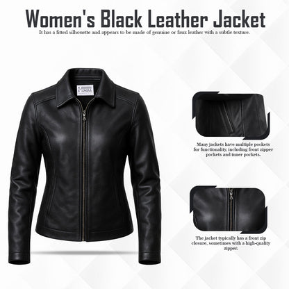 Buy Women Racer Black Leather Jacket – Premium Leather, Sleek Fit & Timeless Biker Appeal