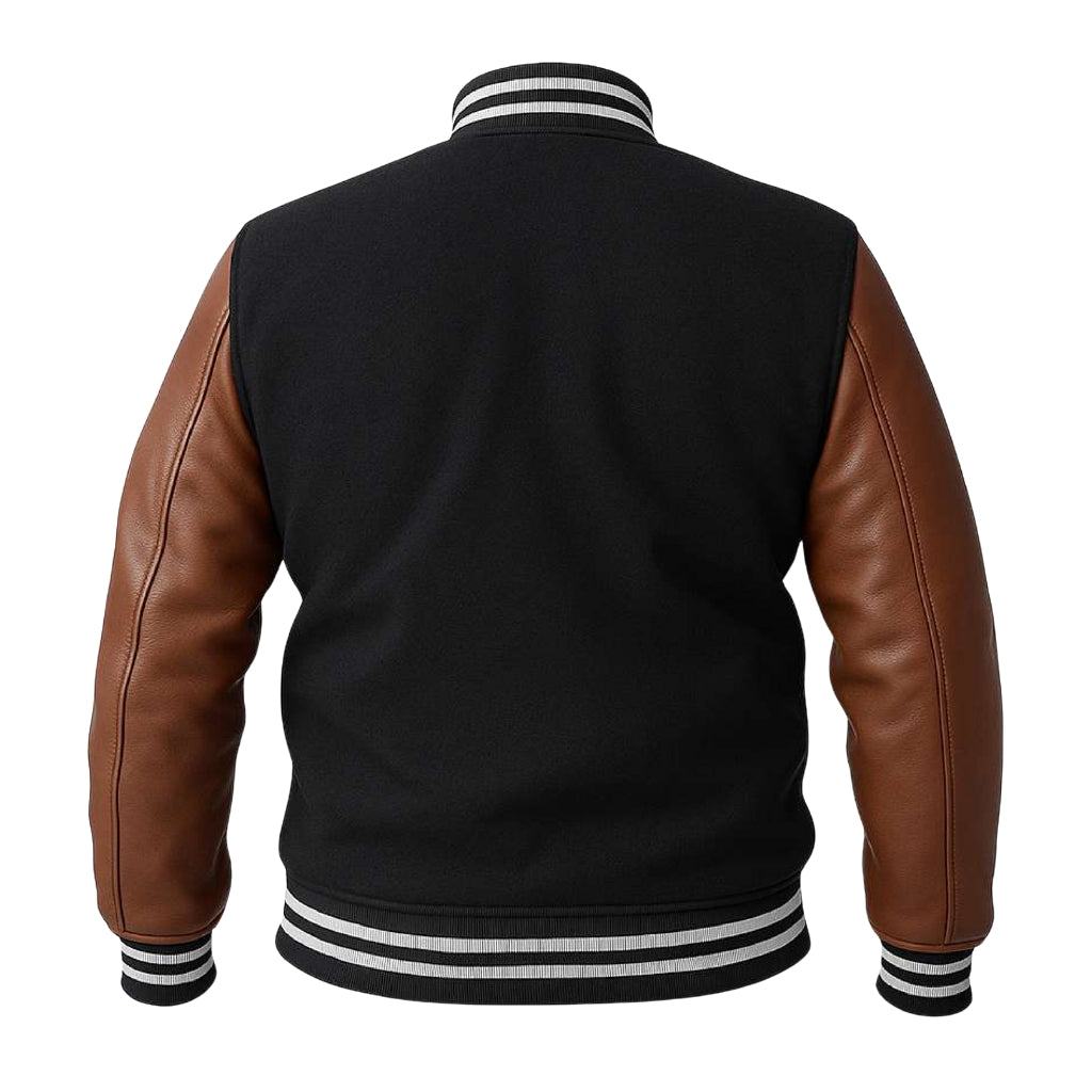 Buy Baseball Varsity Jacket with Brown Leather Sleeves – Premium Unisex Collegiate Outerwear