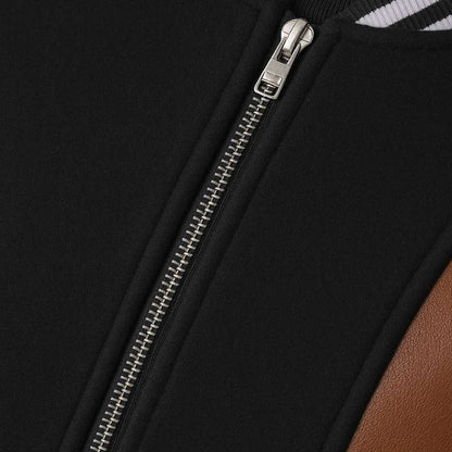 Buy Baseball Varsity Jacket with Brown Leather Sleeves – Premium Unisex Collegiate Outerwear