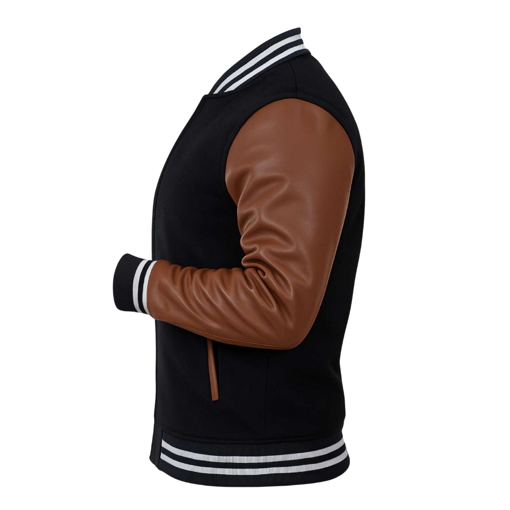Buy Baseball Varsity Jacket with Brown Leather Sleeves – Premium Unisex Collegiate Outerwear