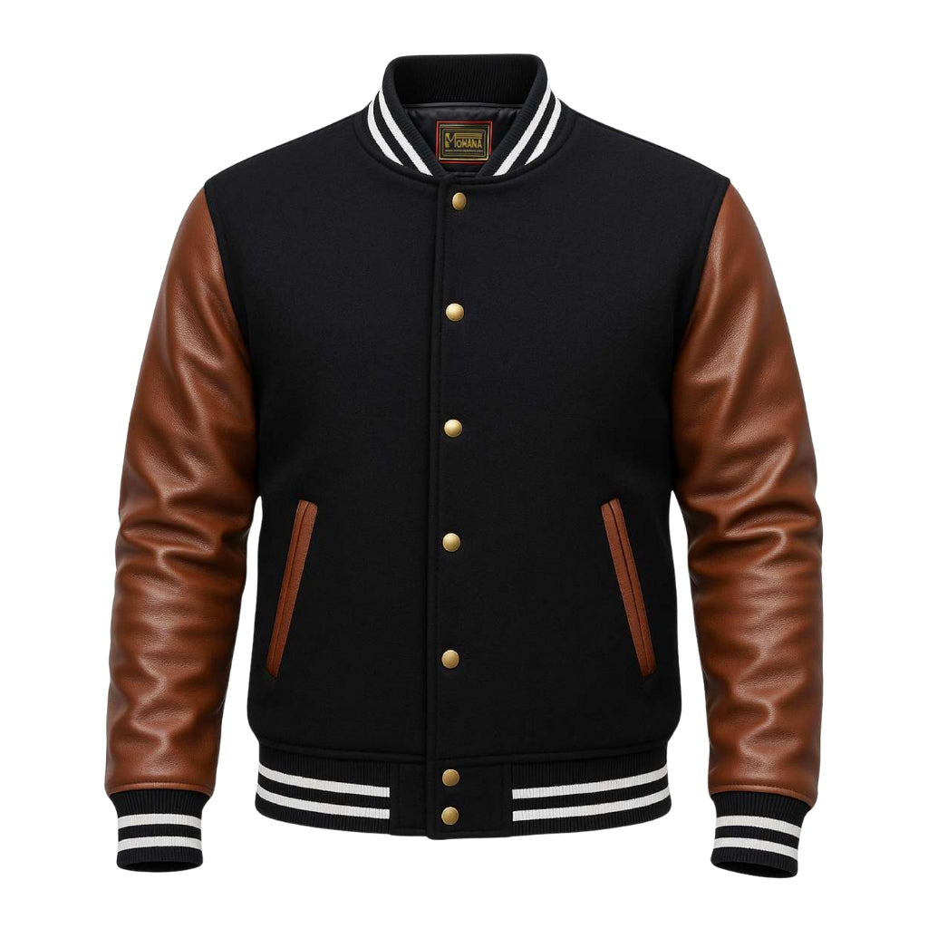 Buy Men’s Letterman Varsity Jacket with Brown Sleeves – Premium Leather Sleeves & Classic Fit