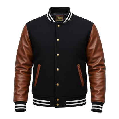 Buy Men’s Letterman Varsity Jacket with Brown Sleeves – Premium Leather Sleeves & Classic Fit
