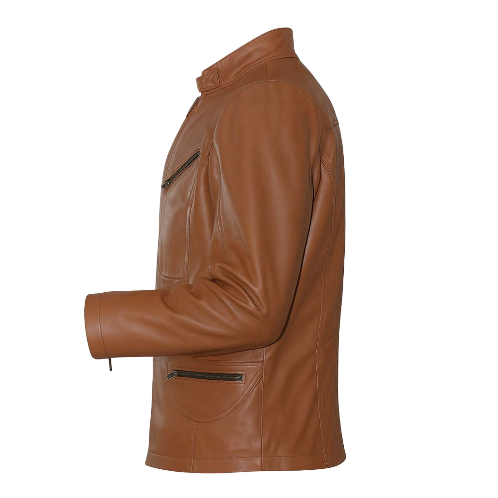 Buy Men’s Racer Brown Leather Jacket – Sleek Design, Premium Craftsmanship & Road-Ready Durability