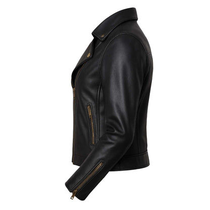 Buy Ladies Short Biker Leather Jacket – Premium Leather Build, Tailored Fit & Effortless Street-Ready Style