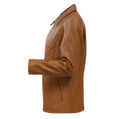 Buy Women’s Tan Leather Zipper Jacket – Tailored Fit, Premium Leather & Everyday Elegance