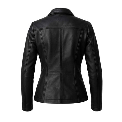 Buy Women Racer Black Leather Jacket – Premium Leather, Sleek Fit & Timeless Biker Appeal