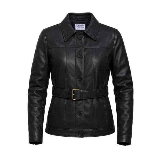 Buy Ladies Leather Black Trench Coat – Premium Leather Elegance with Classic Timeless Design