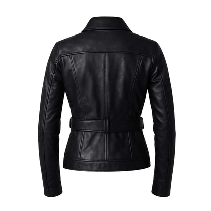 Buy Ladies Leather Black Trench Coat – Premium Leather Elegance with Classic Timeless Design