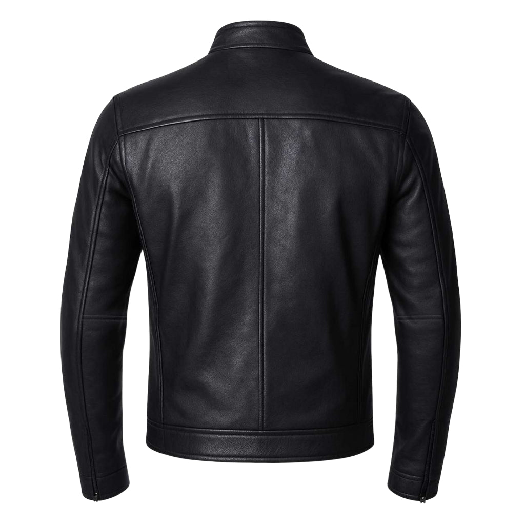 Buy Genuine Leather Men’s Biker Jacket with Shoulder Paddings & Zipper – Premium Ride-Ready Protection with Timeless Style