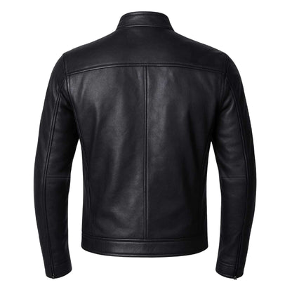 Buy Genuine Leather Men’s Biker Jacket with Shoulder Paddings & Zipper – Premium Ride-Ready Protection with Timeless Style