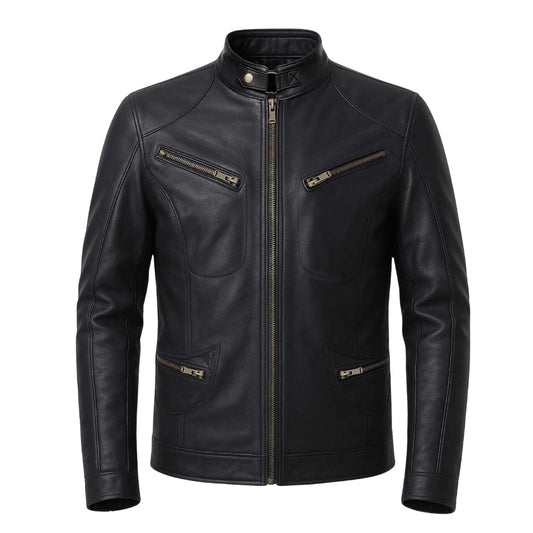 Buy Genuine Leather Men’s Moto Jacket Black – Rugged Road-Ready Performance Meets Sleek Modern Edge