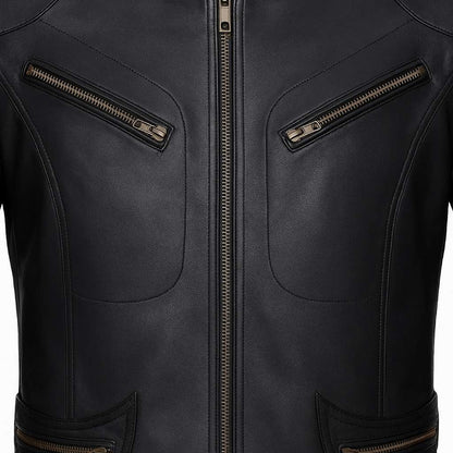 Buy Genuine Leather Men’s Moto Jacket Black – Rugged Road-Ready Performance Meets Sleek Modern Edge