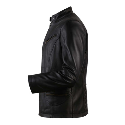 Buy Genuine Leather Men’s Moto Jacket Black – Rugged Road-Ready Performance Meets Sleek Modern Edge